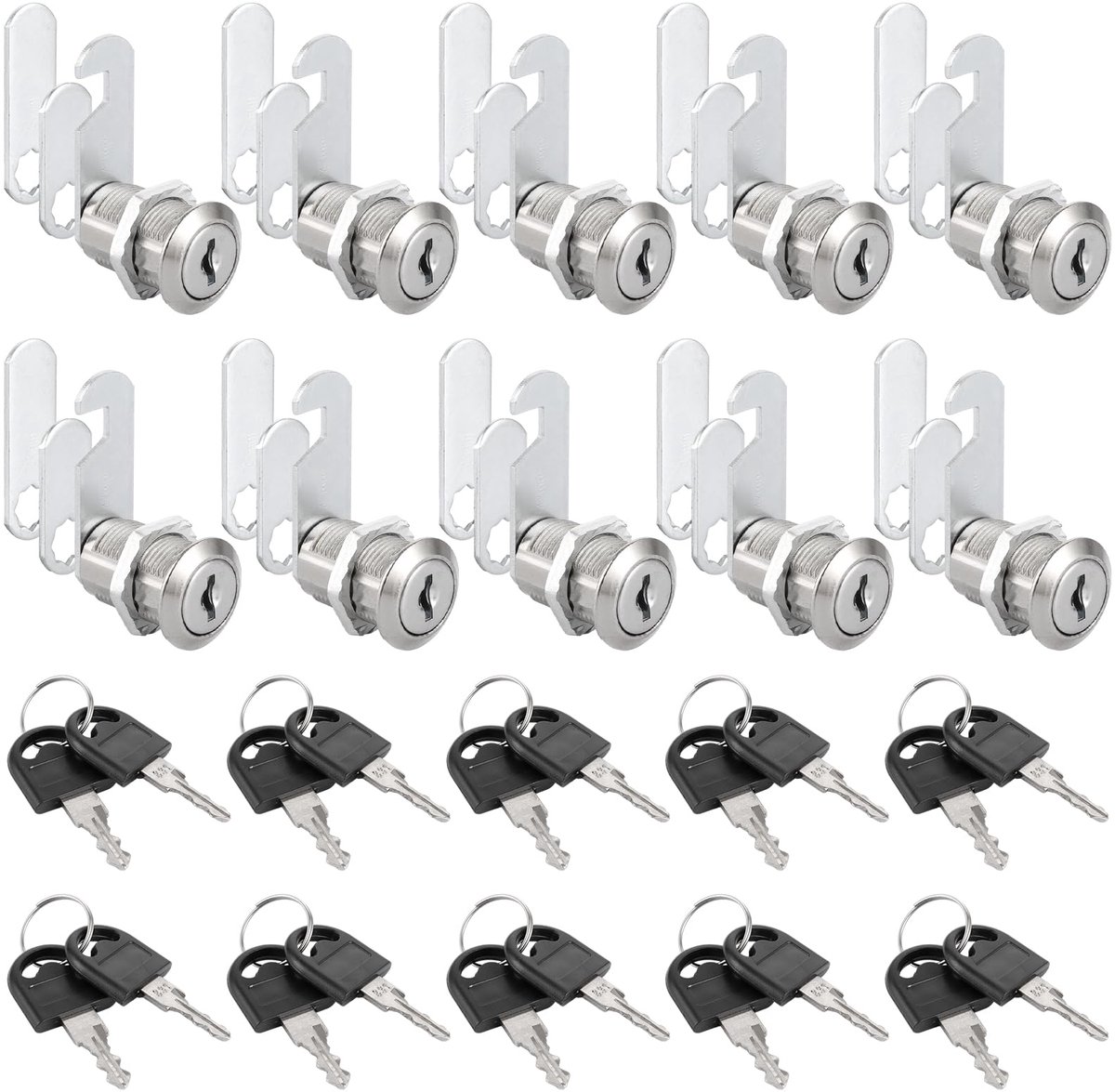 10 Stuks Brievenbusslot Kastslot Kantelslot Meubelslot 20mm | Lockerslot, Ladeslot, Slot met Sleutel, Brievenbus, Kast, Lade, Locker, Vitrine, Kantoor, Kelderbox, Berging, Woning