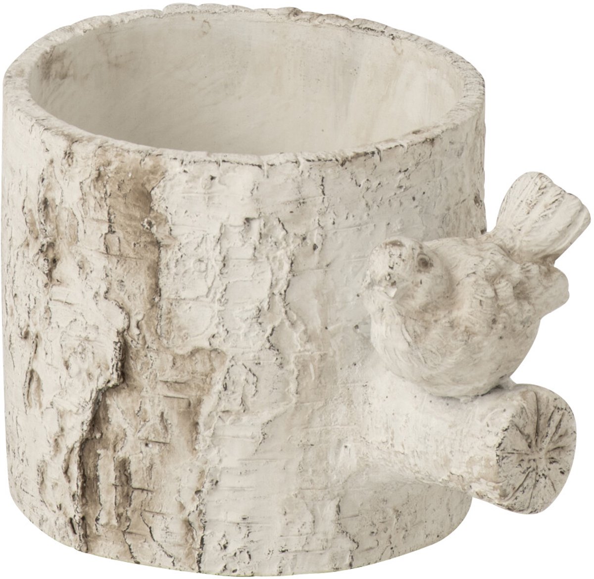 J-Line bloempot Vogel - cement - wit - extra small