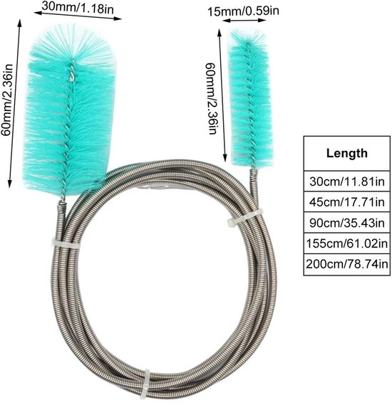 Flexibele dubbele uiteinden elastische nylon gebogen pijp reinigingsborstel spiraal slang reinigingsborstel voor thuis en keuken aquarium — afbeelding 2