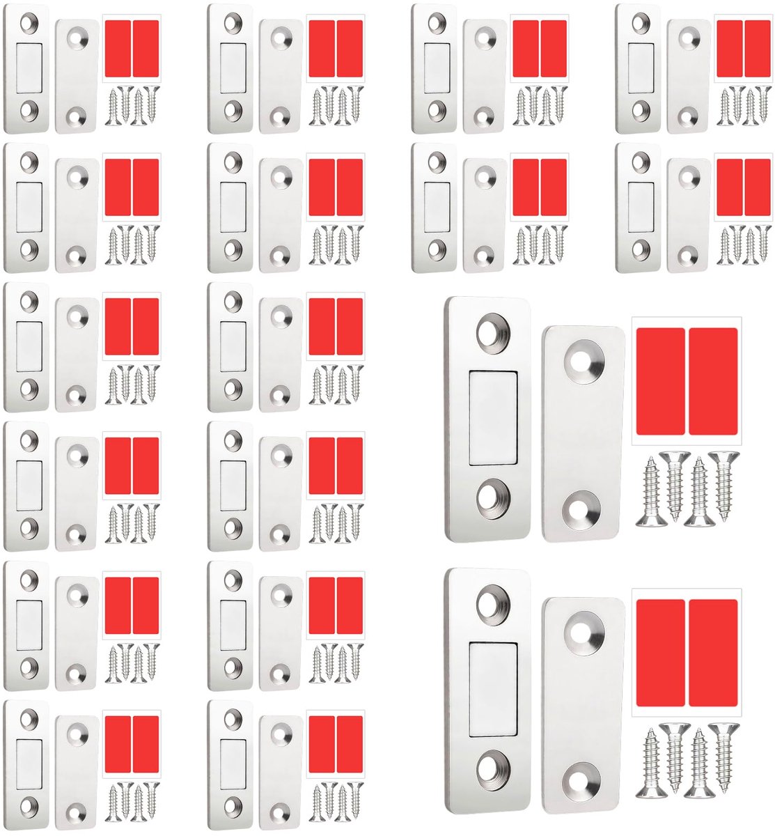 16 stuks Deurmagneten, Magneten voor kastdeuren, ultra dunne Deurmagneet, zelfklevend, met Schroeven, voor kastdeuren, laden, Closet, meubels, voor schuifdeuren, keuken, ramen, kast (zilver) | Ultradu