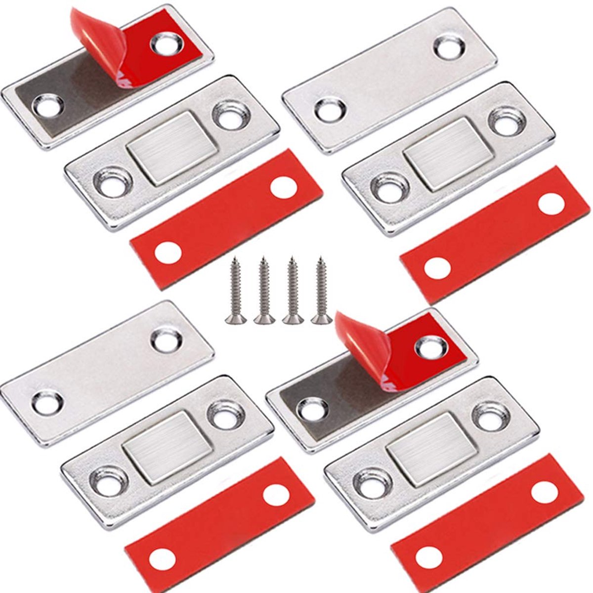 Jiayi 4 Stuks Ultra dunne magnetische deurvanger Lade-magneet Roestvrij staal Magnetische kastvergrendelingen Hardware voor schuifdeur Raam Keukenkast Sluiting Kastdeur Deurdranger-zilver