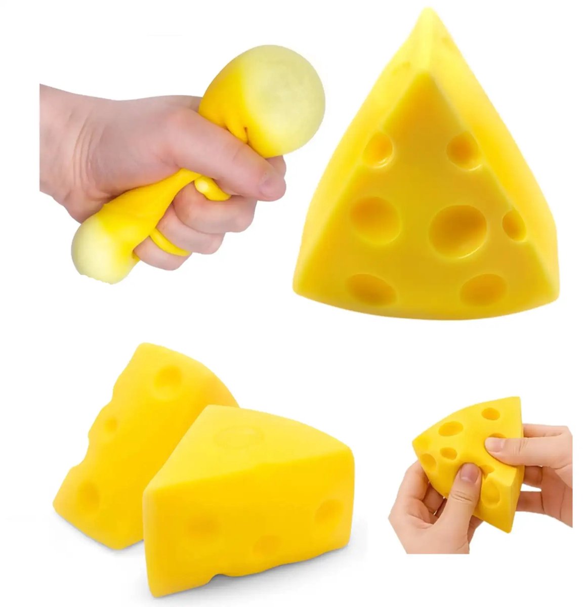 Squishy kaas - 1 exempalar - 7 x 6.5 cm groot - Fidget Toys - Bekend van - Kneden - Friemelen
