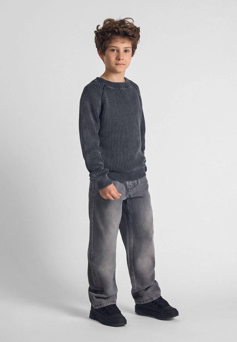 Minoti raglan trui jongens 100% katoen - zwart