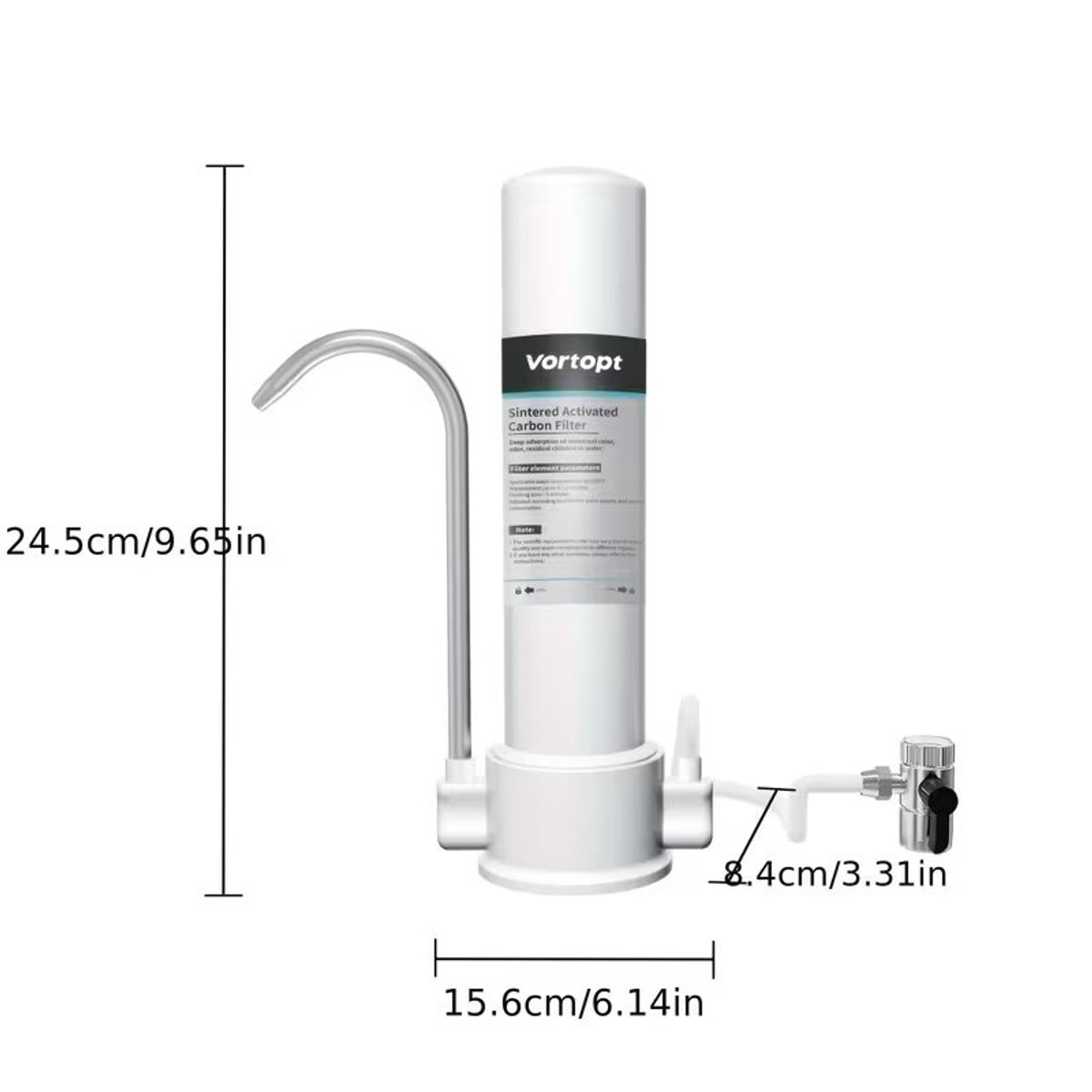 Waterzuiveraar 5-laags filtersysteem – Geen stroom of afvalwater – 1,2 l/min – Compact voor thuis, camper en kantoor