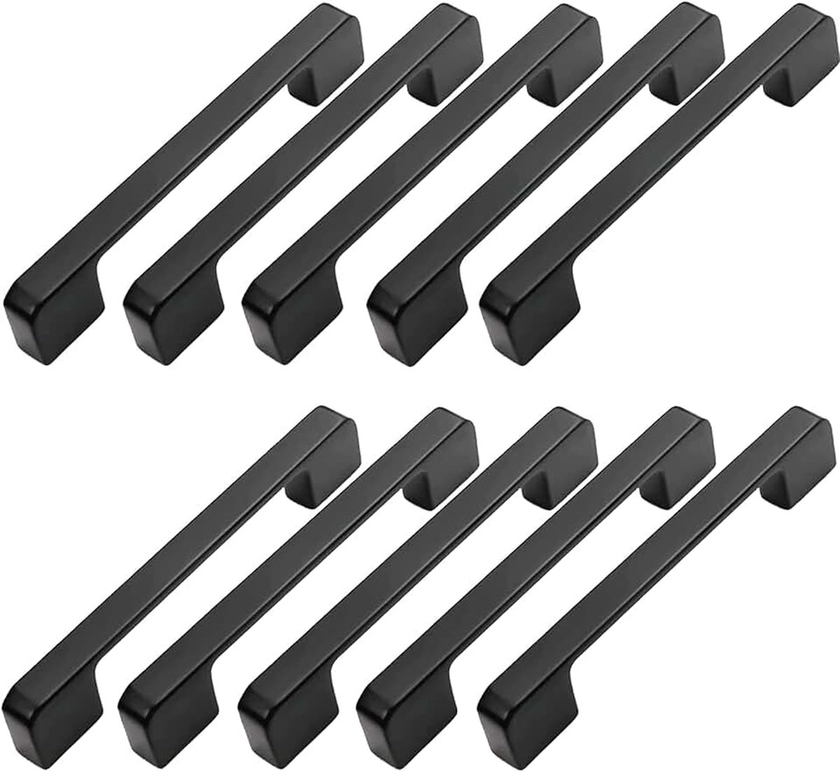 Deurgrepen van zinklegering, handgrepen T-bar, keukenstang, 96 mm, zwart, 10 stuks, afstand van de gaten 96 mm