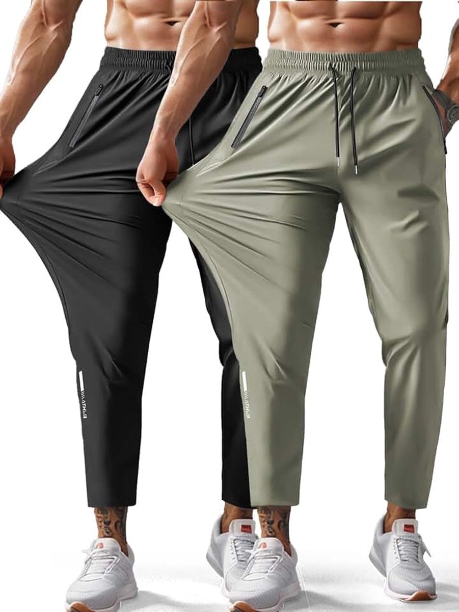 Wandelbroek voor heren, sneldrogend, lichtgewicht, joggingbroek, outdoorvisbroek, waterbestendig met ritszakken