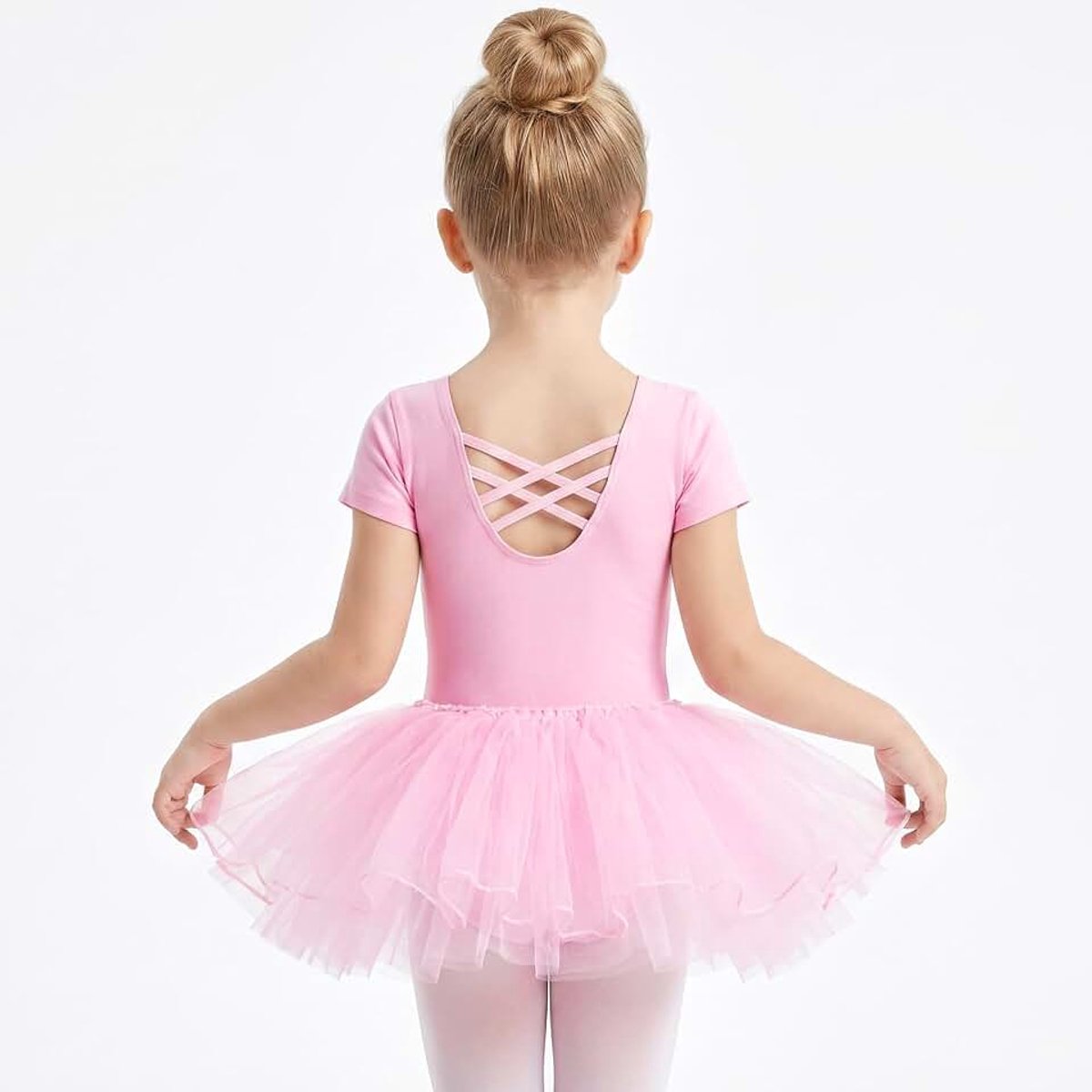 Balletpakje met tutu-rok van tule, dansjurk voor meisjes, kinderen, ballerinakostuum, plateau, tutu, turnpakje van katoen, korte mouwen, gymnastiekkleding, schaatsen, kunstkostuum