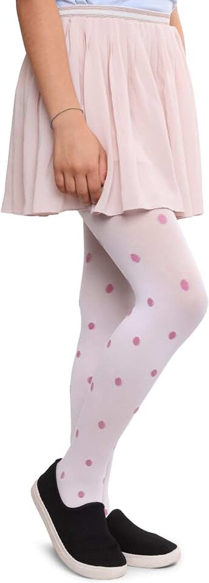 Balletkleding voor meisjes, glitterpanty met stippen, elegante balletpanty voor meisjes, 40 denier, comfortabele, zachte, elastische panty met versterkte tenen en tailleband