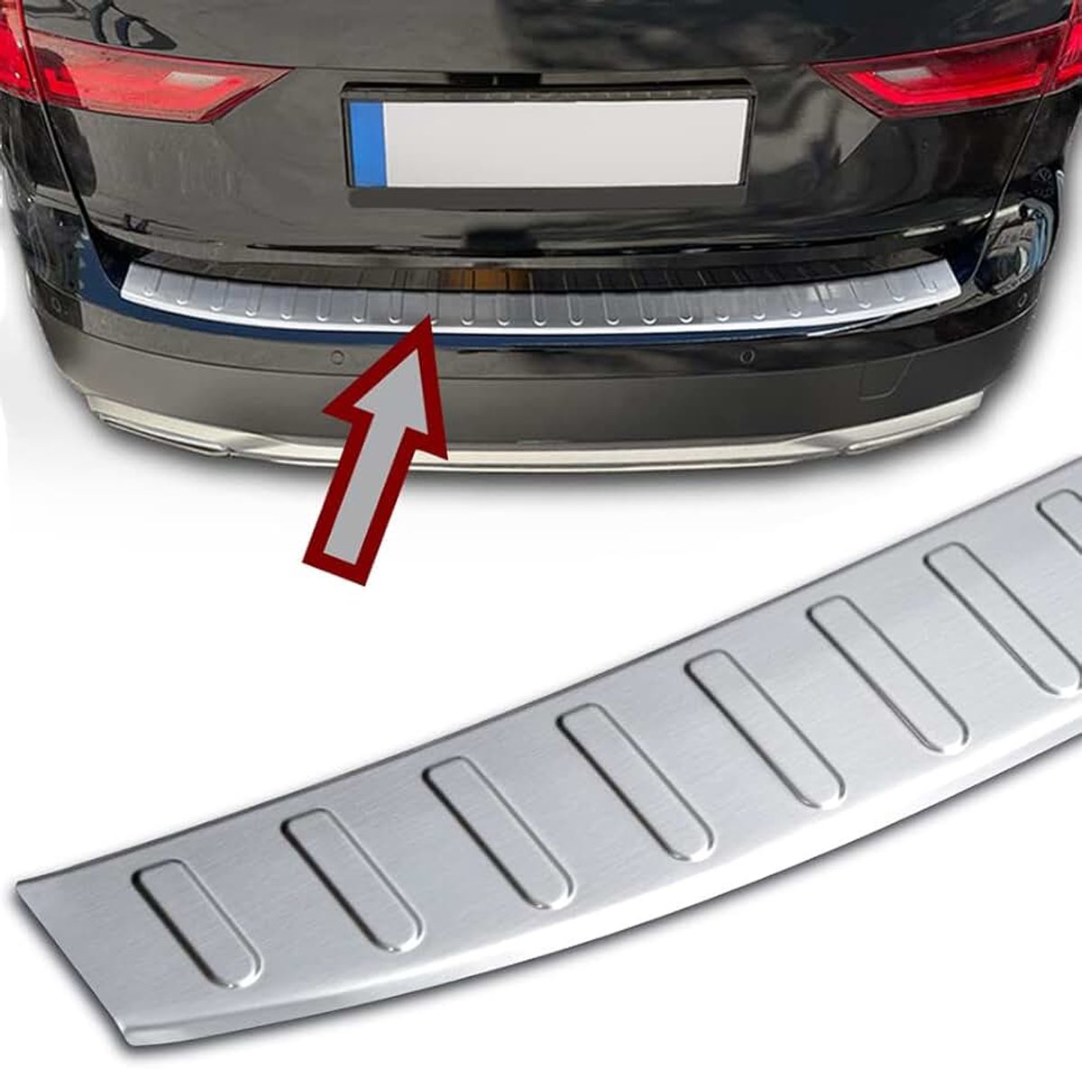 Bumperbescherming roestvrij staal, mat, compatibel met VOLVO V90 + V90 Cross Country, BJ vanaf 2016, premium kwaliteit van RECAMBO