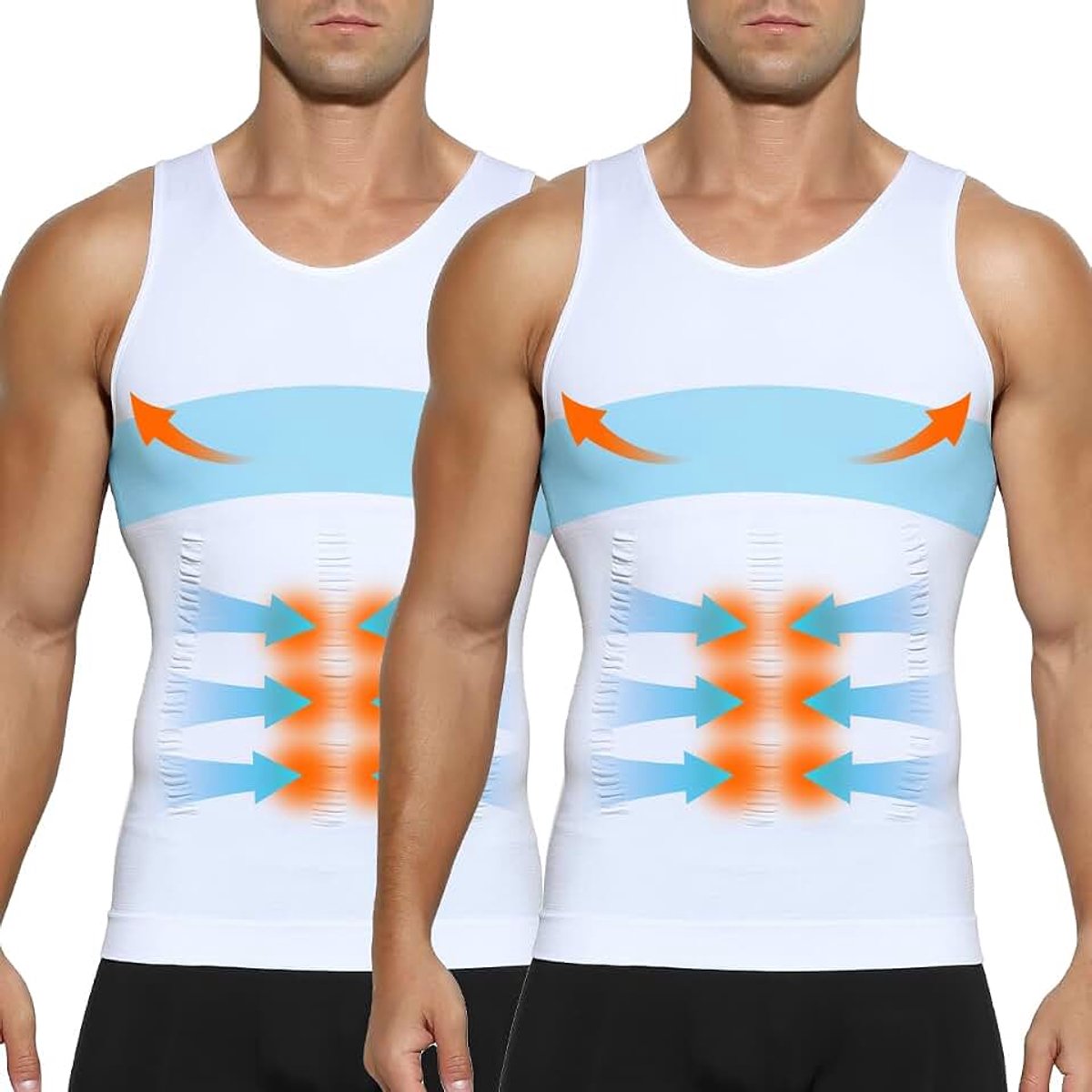 Kevin Shapewear compressieshirt voor heren, buikweg, onderhemd, tanktop, verpakking van 2 stuks