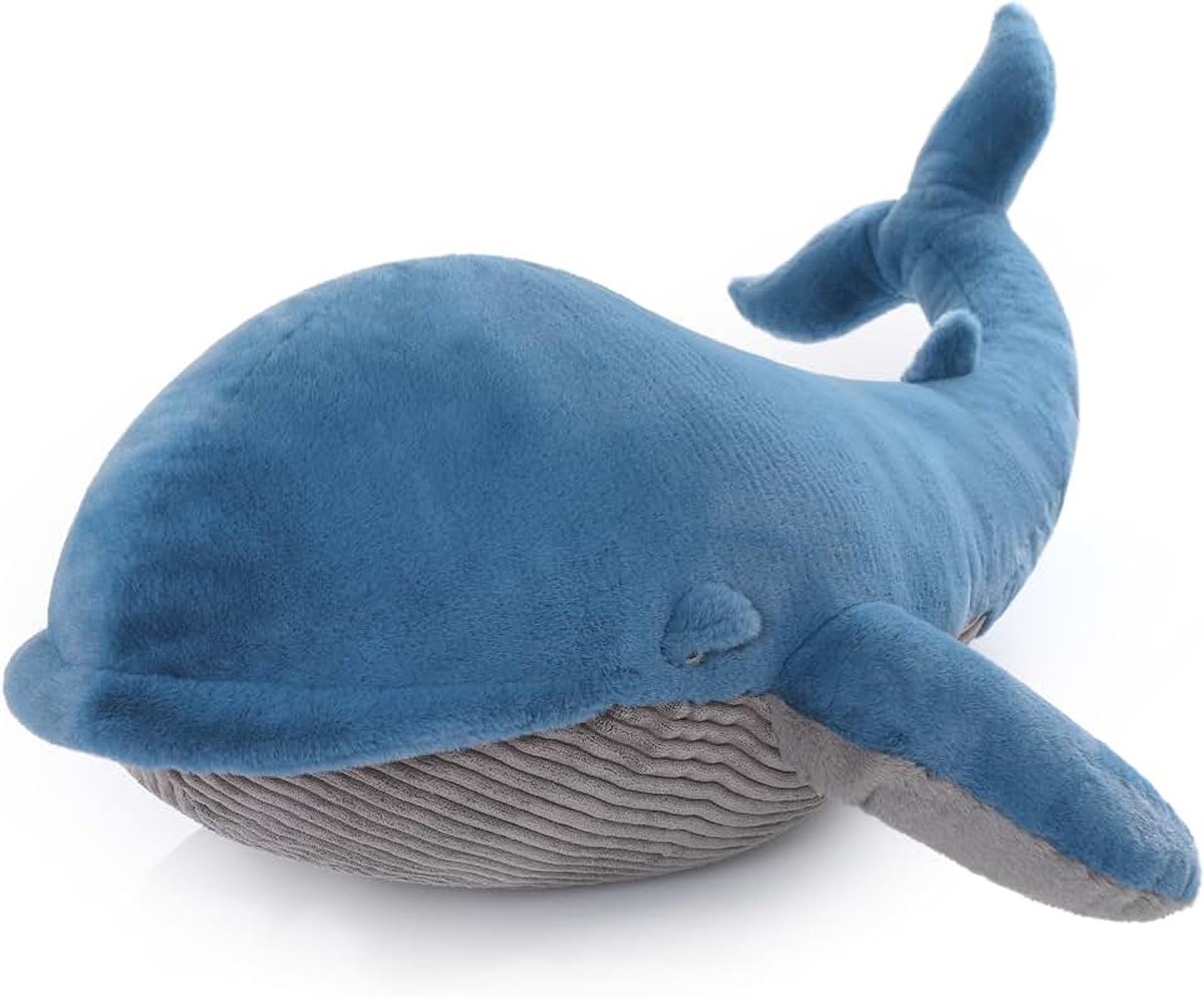 Enorme teddybeer knuffeldier blauwe walvis 110 cm groot zacht oceaan zee gevuld dier pluizig groot XXL schattig verjaardagscadeau voor kinderen meisjes jongens