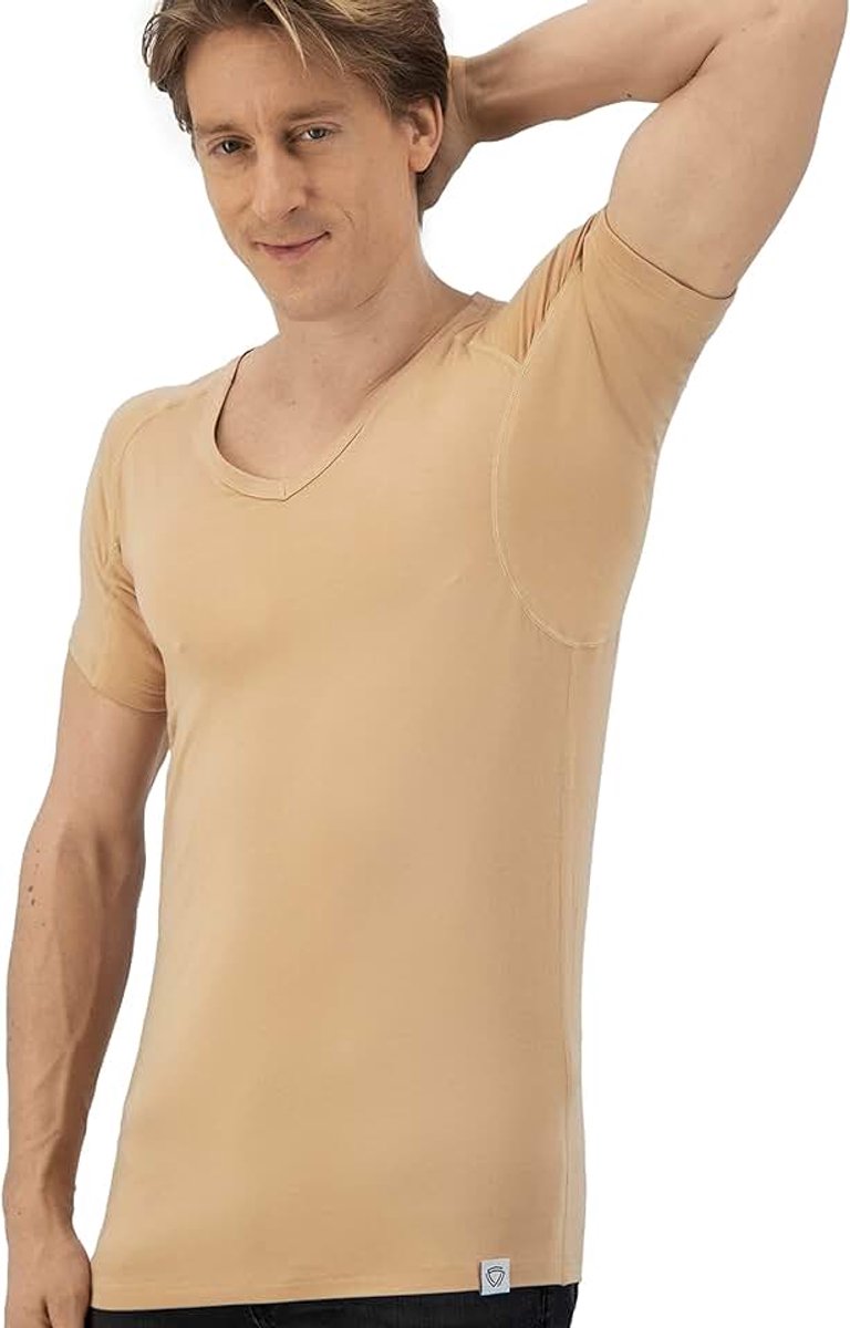 Zweet Shirt - T-shirt tegen zweetvlekken - Anti Zweet Onderhemd - Met ArmPads PRO & Zilver Behandeling - Heren - V-Hals
