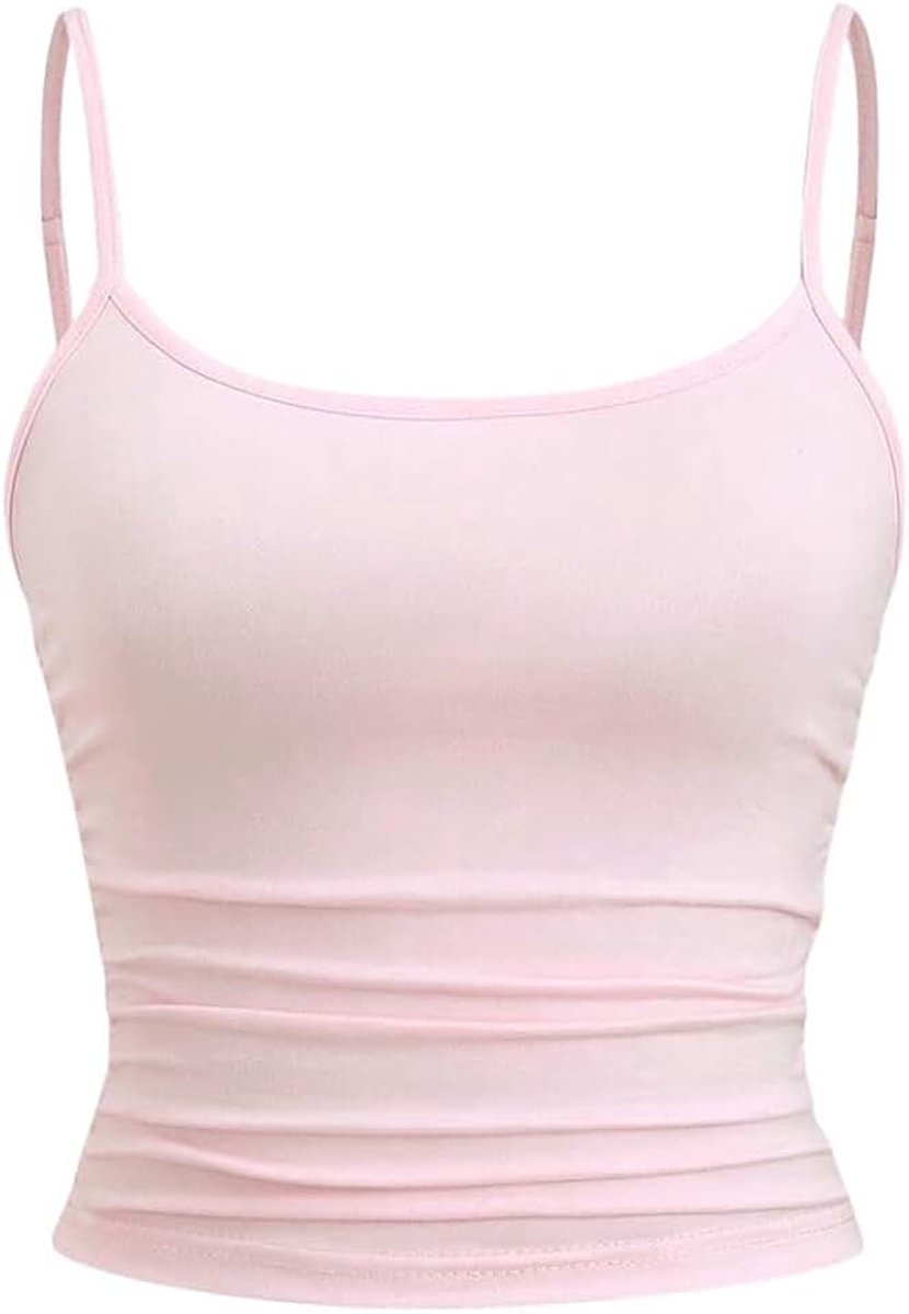 Y2K Crop Tanktop voor dames, casual shirt met bandjes, zomer, buikvrije top, basic camisole