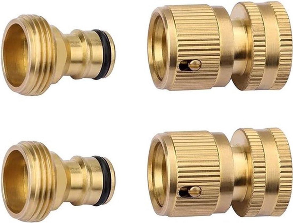 - Tuinslang - Waterdicht - Groen - Verbinding - Flexibel - 2-pack Tuinslang Snelle Connectoren, Massief Messing 3/4" Draad Gemakkelijk Verbind Fittings No-Lek Waterslang Mannelijke Vrouwelijke aansluiting.