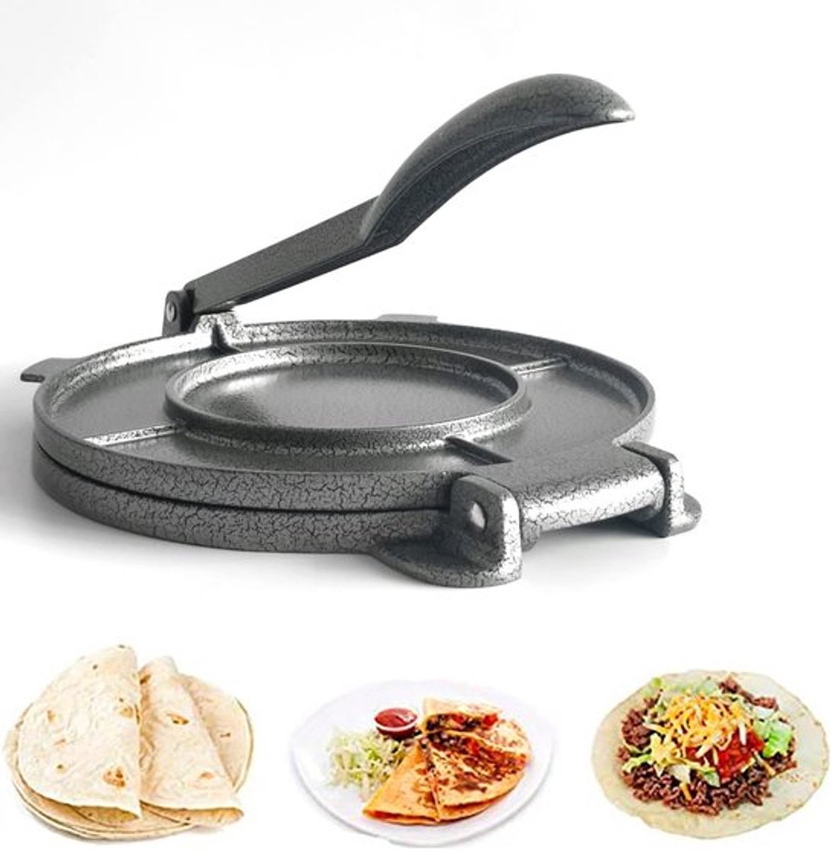 Tortilla Pers Aluminiumlegering - Duurzaam - Antiaanbaklaag - Geschikt voor Tortilla's - Koekjes - Eenvoudig te Gebruiken - Tortilla Maker