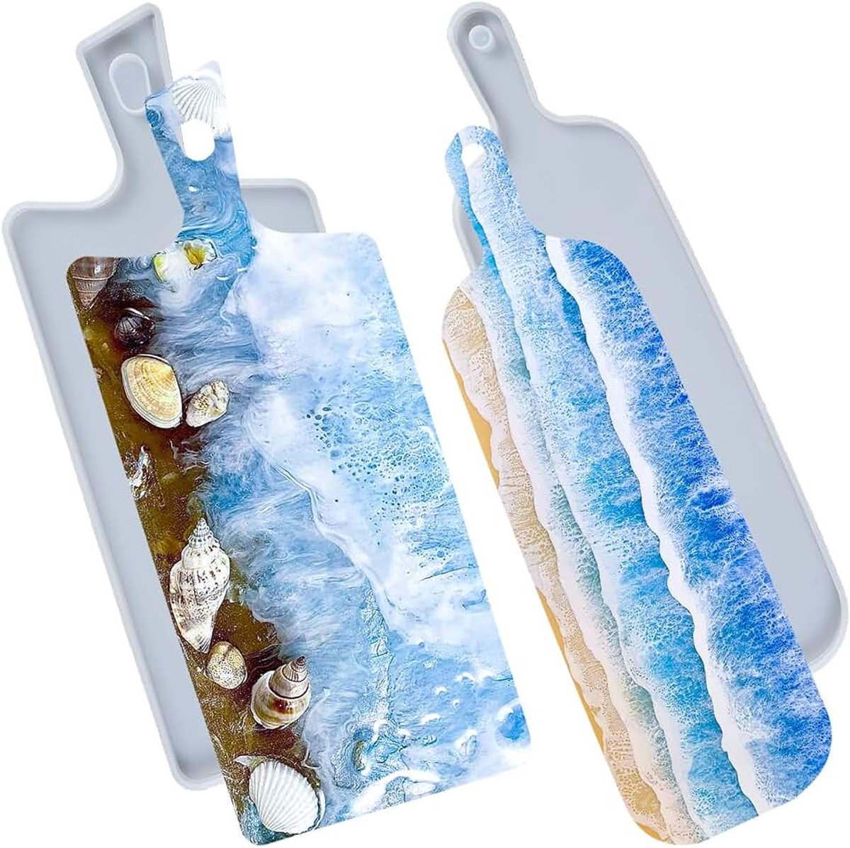 Epoxyhars siliconen mallen met handgrepen voor dienblad, schaal, cement, polymeerklei, grote rechthoek 33,3 cm