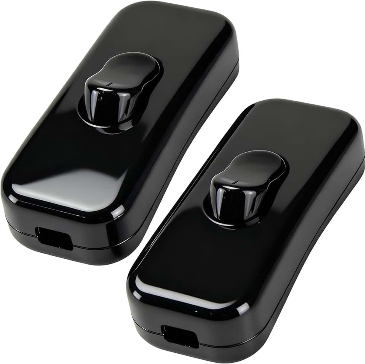 2 x tussenschakelaar, snoerschakelaar, schakelaar 230 V, kabelschakelaar, geschikt voor 1 aderige netsnoer en kleine apparaten of lampen, tuimelschakelaar, zwart