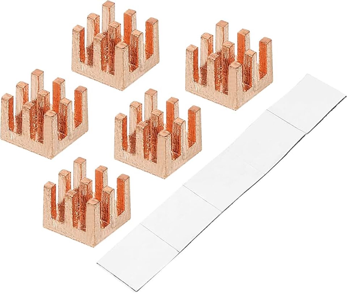 Sourcing map 5 stuks koperen koellichaam 6x6x5mm met zelfklevend voor IC chipset koeler