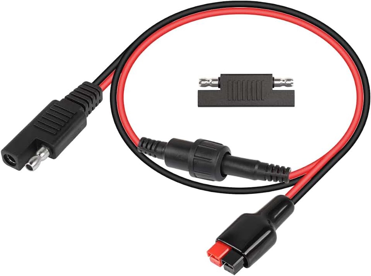0.5 m 18AWG SAE Mannelijk naar Zonnepaneel Connector Power Pole Poortkabel met 5A Zekering & SAE Polariteit Omgekeerde Adapter voor Draagbare Zonnegenerator Krachtcentrale