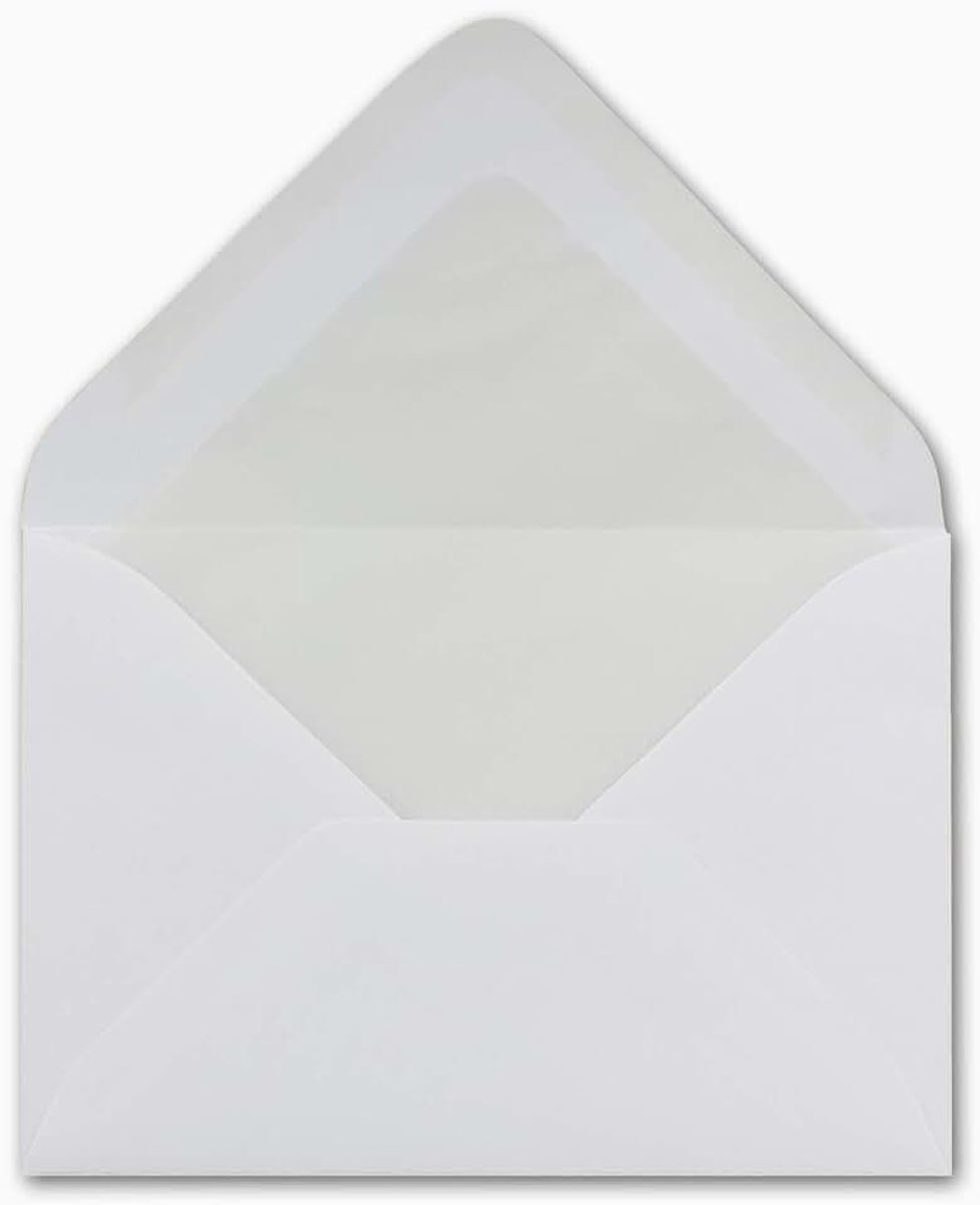 B6 enveloppen met zijdevoering - kleur: wit - afmetingen: 120 x 174 mm - natte kleefing met puntenslijper 25 Umschläge Wit B6 zijdevoering