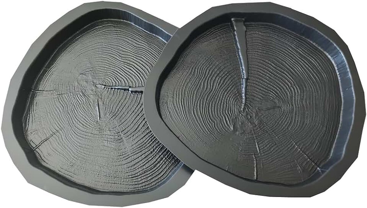 2 PCS Betonmallen 47x42x4cm, plak, boomstam, gazon tuin, decoratietuin, Boomstamschijf, imitatie hout pad, DIY, stoep, straatstenen, herbruikbaar, multifunctioneel, giet