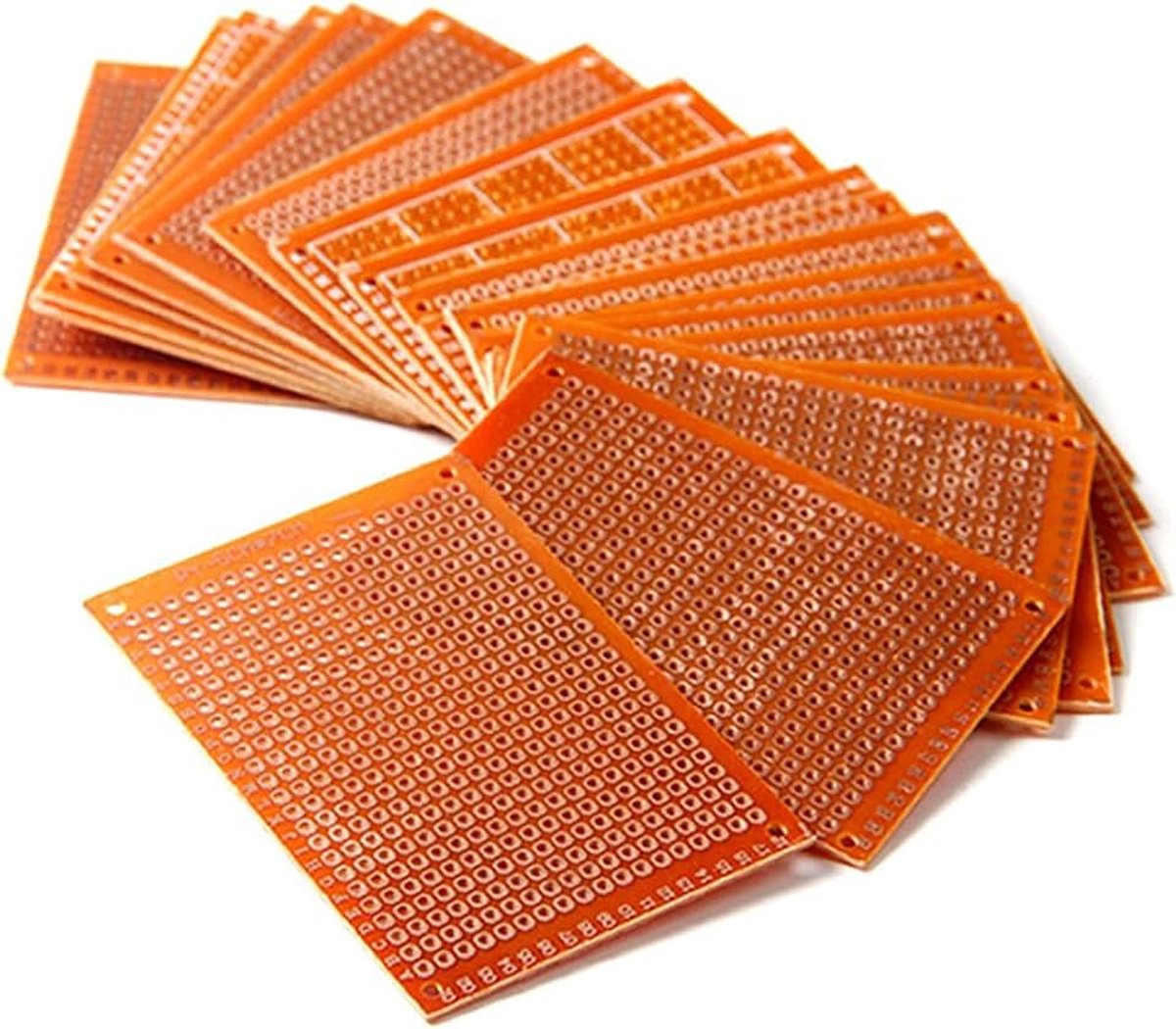 Bakelite Prototyping board, 20 stuks, 5 x 7 cm, 94HB, gesoldeerd, prototype, PCB board, printplaat, afstand van de gaten 2,54 mm