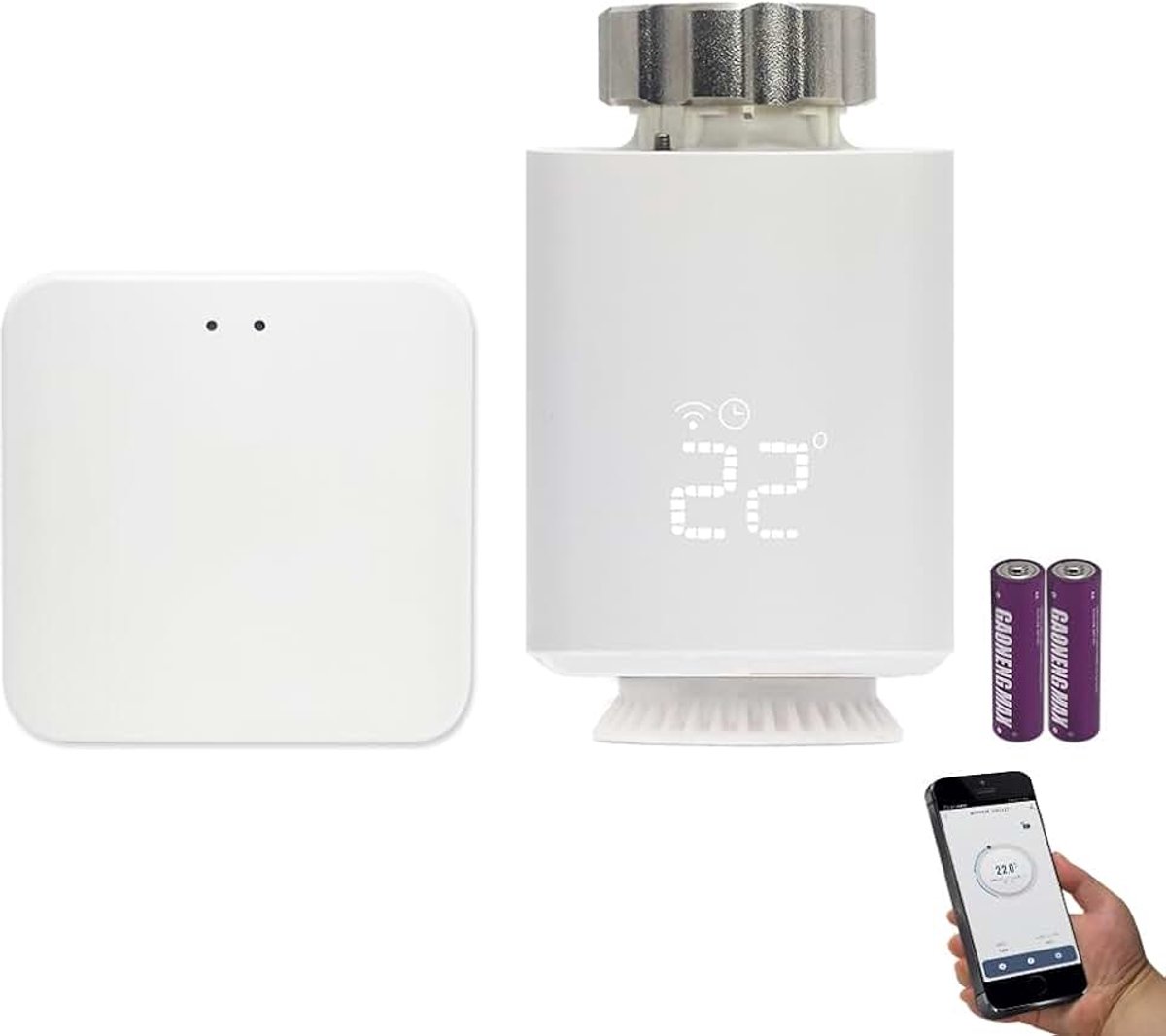 Slimme Radiatorthermostaat Zigbee WiFi Set met hub, Digitale Radiator Thermostaat Programmeerbaar Zigbee Thermostaatknop mit Tuya/Smart Life App, Compatibel met Alexa