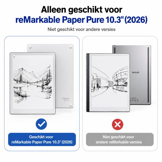 Remarkable Paper Pure hoes - Geschikt voor Remarkable Paper Pure 10.3" (2026) - Origineel Ontwerp - Lichtgewicht Ultradunne Magnetische hoes - Automatische slaap-/waakfunctie - Hoogwaardige waterdichte PU leer -Grijs — afbeelding 2