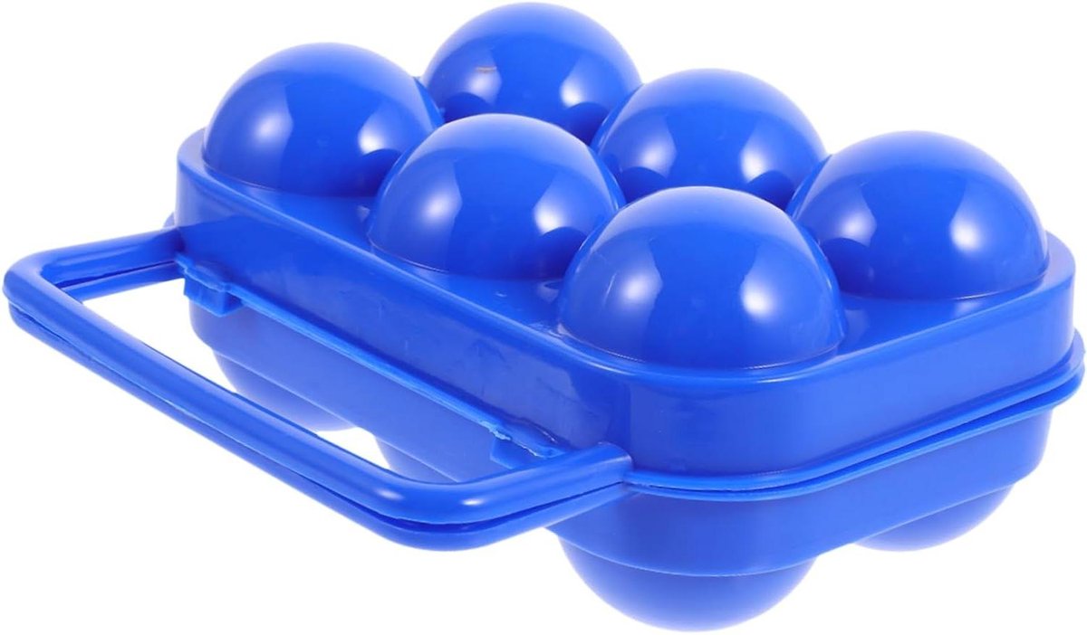 Opbergdoos Eieren - Eierhouder Camping - Veilig Vervoeren - Met Handvat & Deksel - Voor 6 Eieren - Blauw