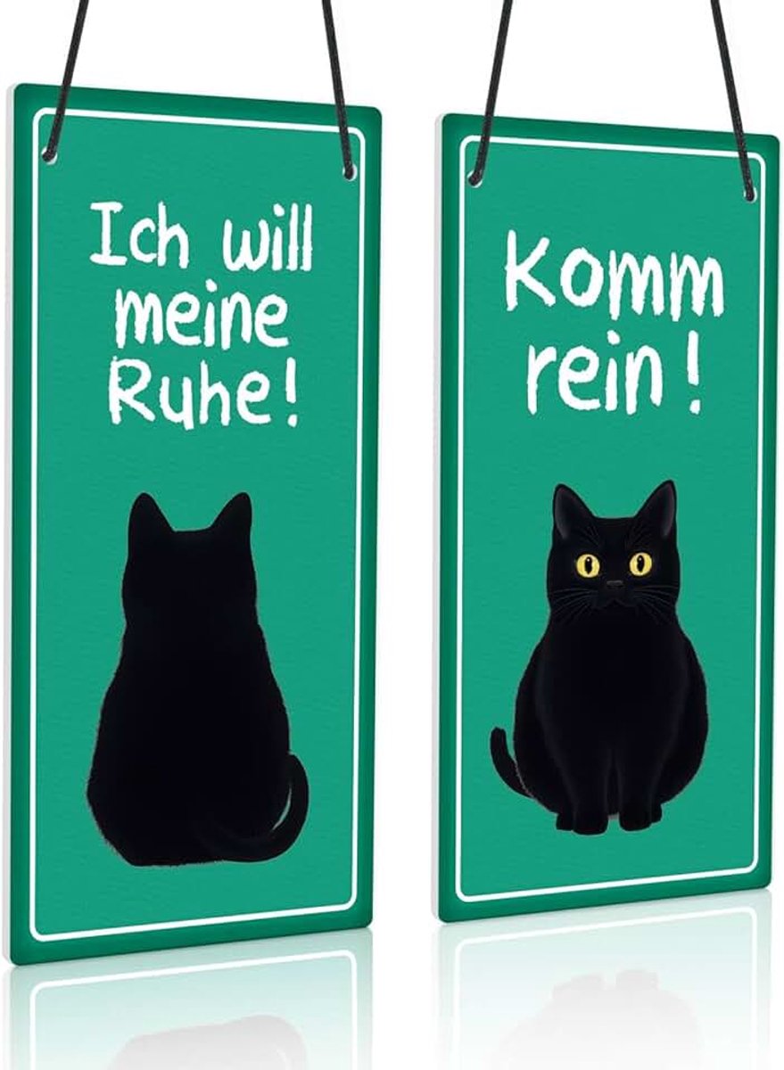 Decor PVC deurbordje kat – dubbelzijdig komm in/Ich will meine Rust schild voor kattenvrienden, slaapkamer of thuiskantoor