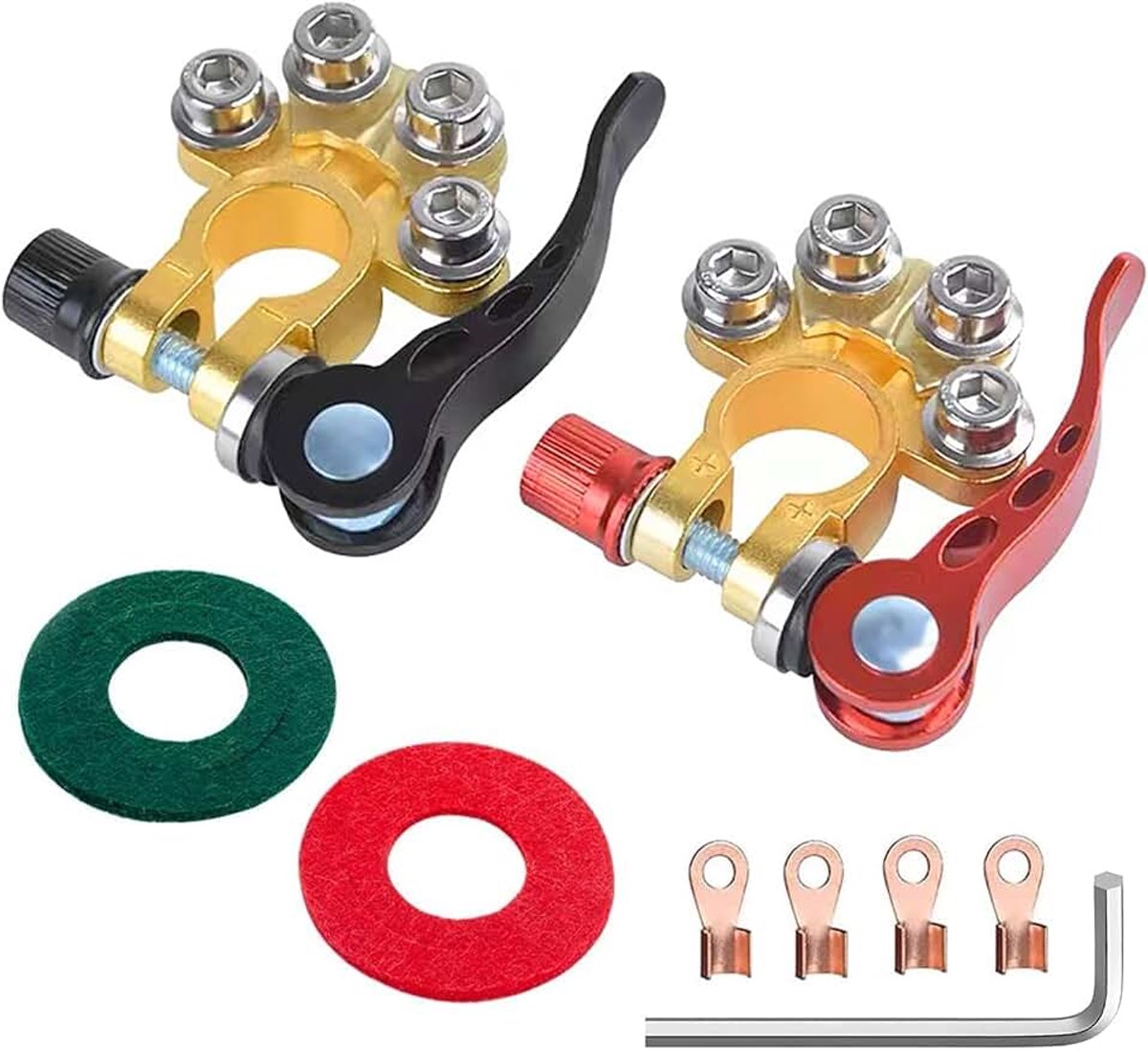2 Stuks Accupoolklemmen Accupool 4-Weg Snelsluiting Autoaccuklemmen Accuklem Accupoladapter Autoconnector Aansluitklemmen