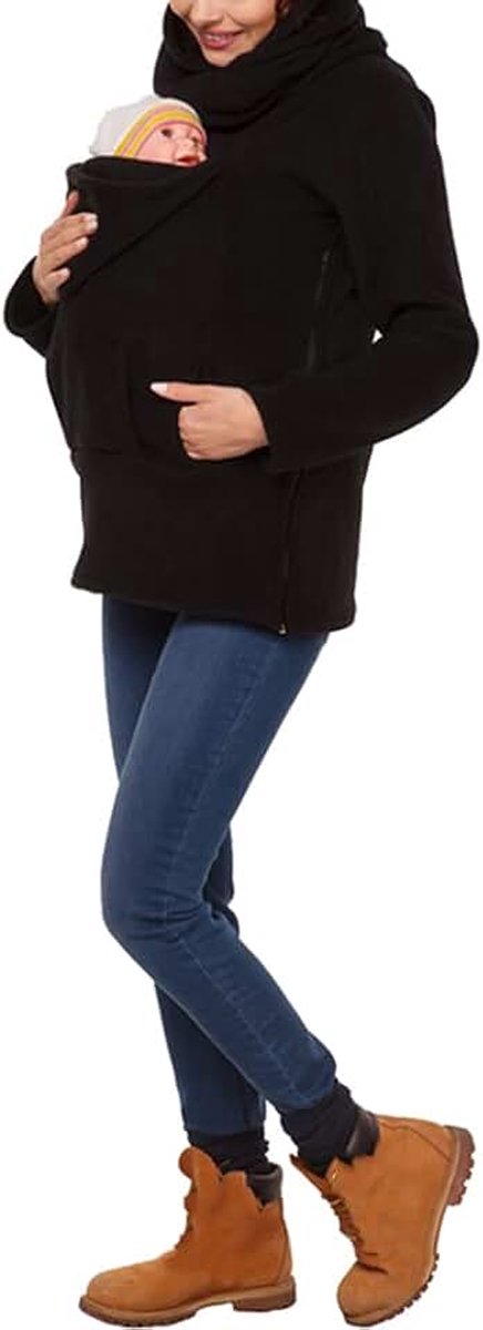 Amropi Dames kangoeroe sweatshirt moederschap pullover jas voor mama draagzak trui trui met ritssluiting aan de zijkant