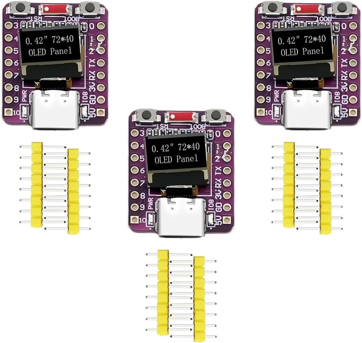 ESP32-C3 module ESP32-C3 OLED ontwikkelingsboard met 0,42 inch oled-display en 2,4 G wifi, bluetooth, 4 MB Flash, USB-poort van type C voor de IoT-ontwikkeling, compatibel met Arduino (3 stuks)