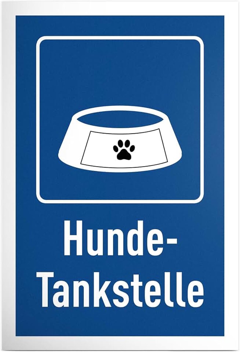 Hondentankstation - 30 x 20 cm bord kunststof - grappige decoratie hondendrinkbak voedselbak - huisdieraccessoires - cadeau voor hondenbezitters
