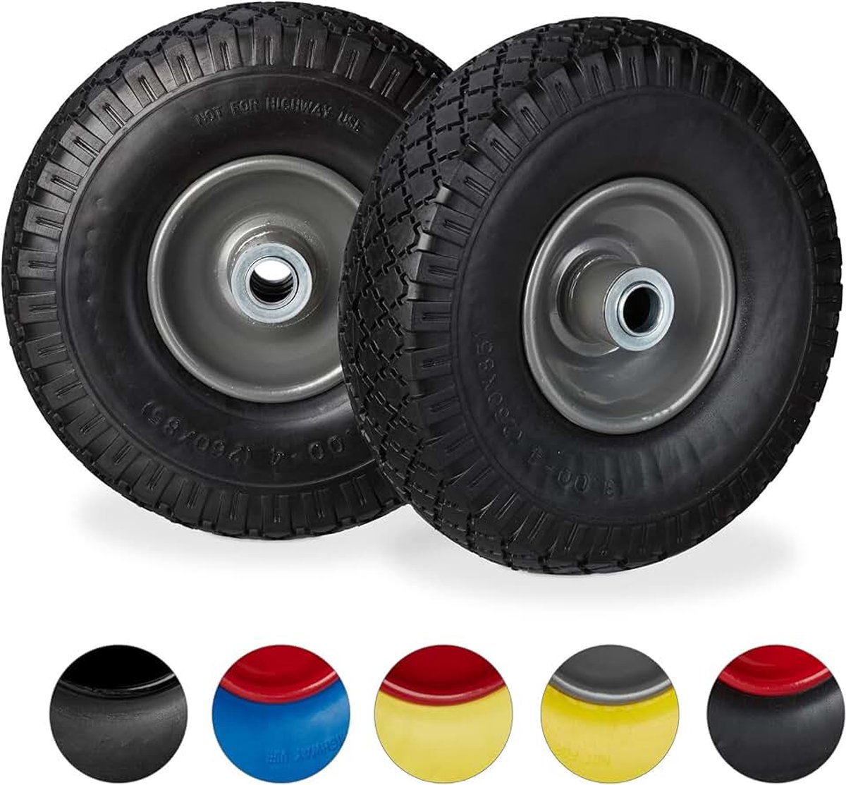 2x steekwagenwiel 3.00-4 100 kg draaglast stalen velg as met diameter 20 mm 260 x 85 mm zwart-grijs