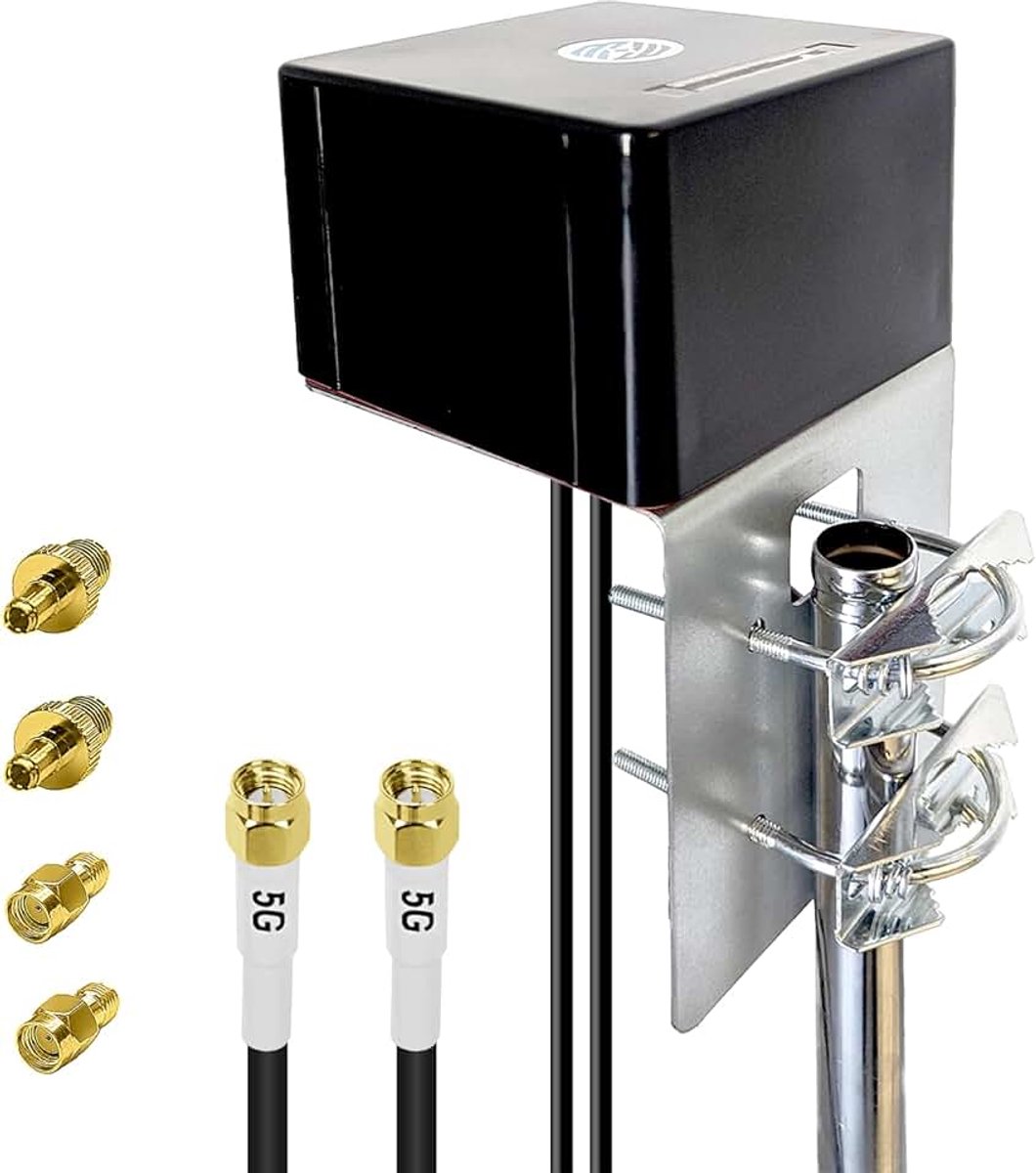 5-in-1 GPS/5G-antenne 4X4 MIMO, tot 6 dBi, Omni Cross Polarized Wideband 600–8000 MHz 4G+ LTE-A 5G UWB, WiFi 6E, WiFi 7, GNSS GLONASS Beidou Gaileo, SMA-Stecker/TS9