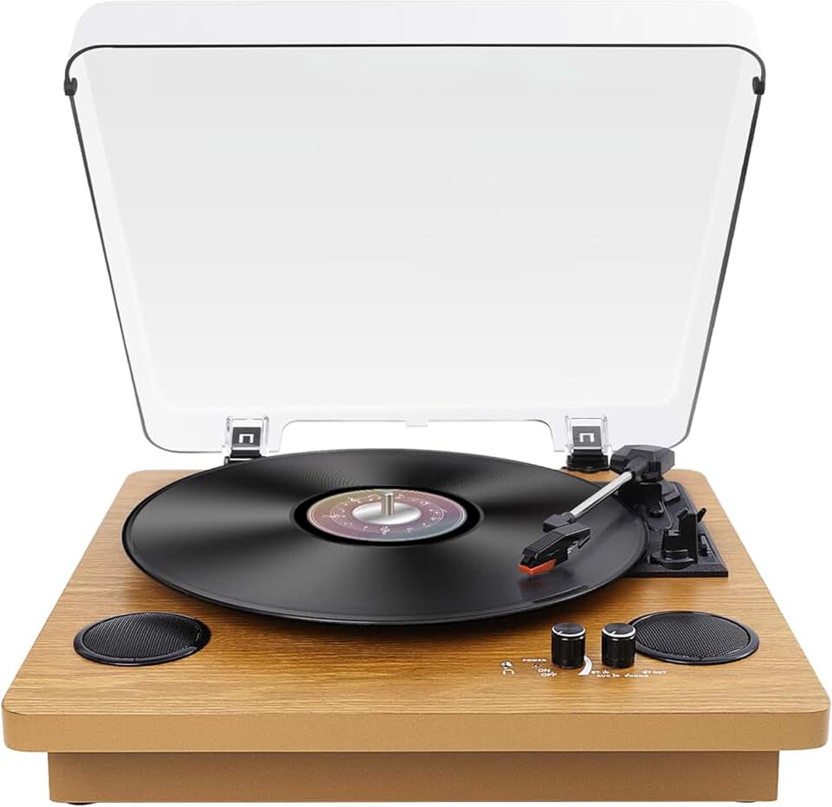 Platenspeler, Platenspeler Bluetooth 5.4 met 2 Stereo-luidsprekers, Draadloos 3 Versnellingen 33/45/78 omw/min, Vinylspeler Ondersteunt Hoofdtelefoonaansluiting/AUX-ingang/RCA-uitgang/USB