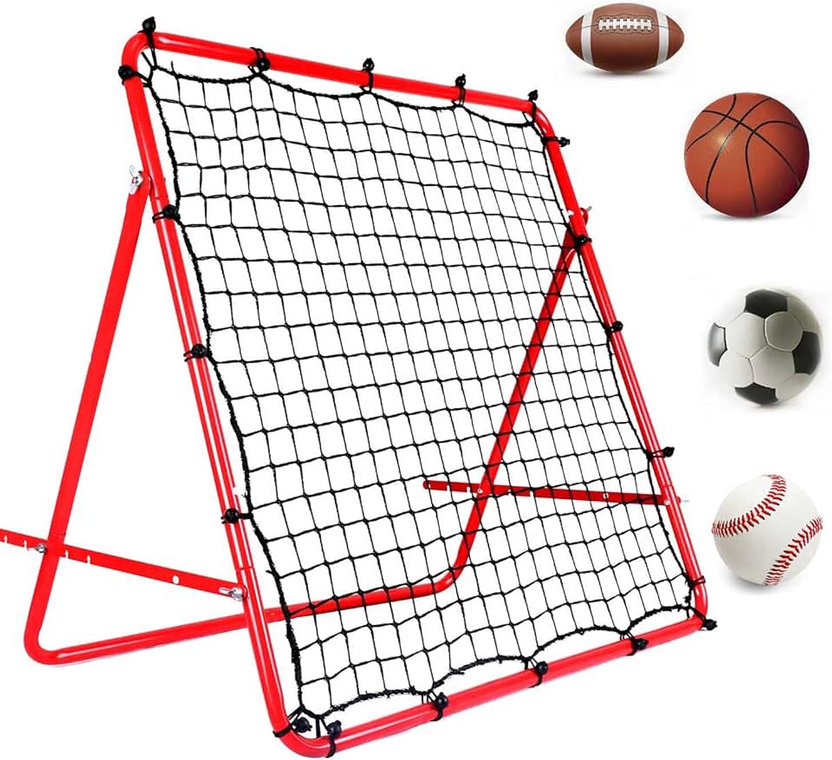 Reboundernet - 40 × 40 inch voetbal/honkbal/basketbal rebounder net, draagbaar trainingsvoetbalnet voor kinderen en tieners - perfect voor achtertuin voetbaloefeningen, eenvoudig op te