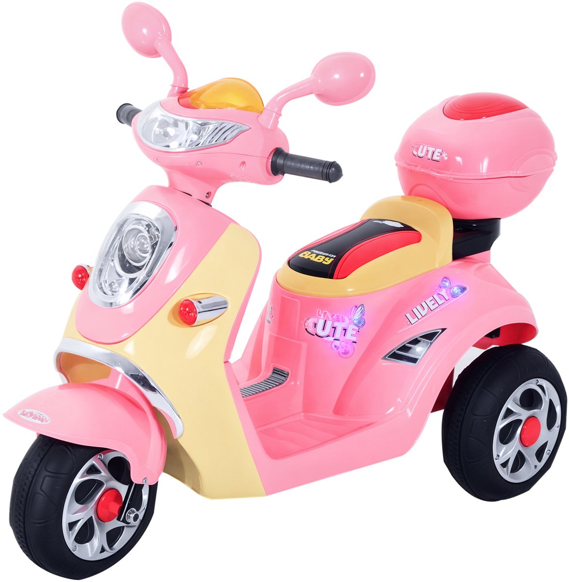 Elektrische kindermotorfiets elektrische motorfiets elektrische kinderwagen driewieler voor kinderen - 6V - metaal + PP - 108x51x75cm - roze