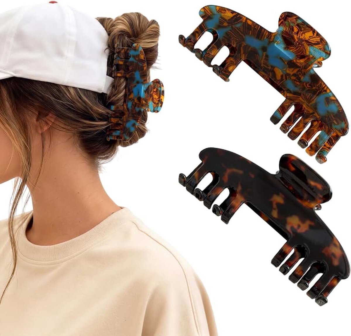 Dames, 2 Kleuren, 5 cm, Voor Fijn En Dicht Haar, Duurzaam Plastic, Eenvoudig Design, Voor Alle Haartypen, Voor Dames Dagelijks En Kantoor