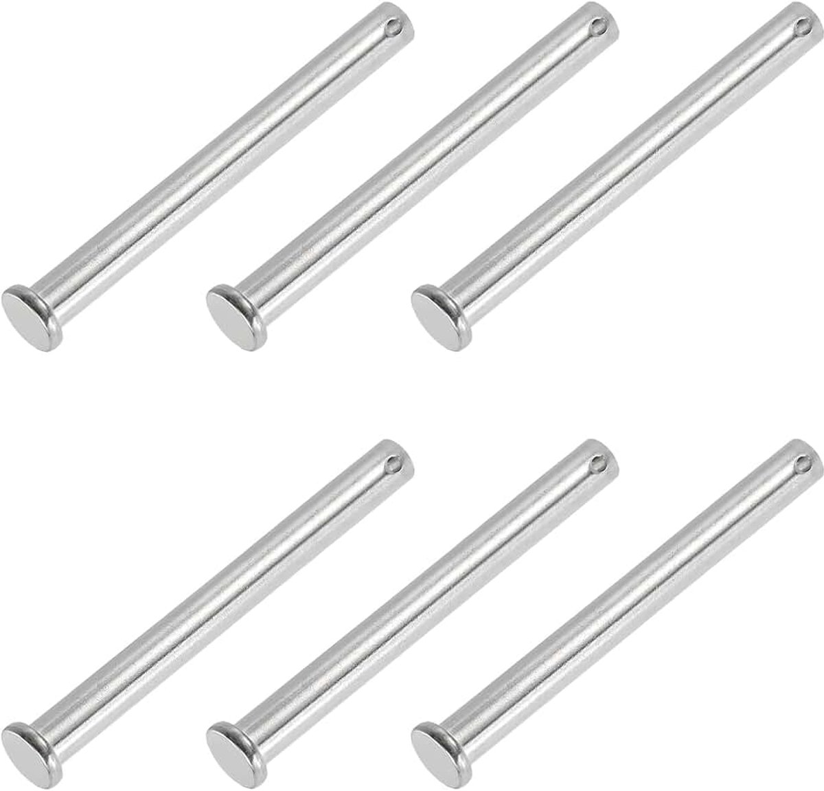 10 x 110 mm 6 stuks 304 roestvrij staal platte kop enkele oogpennen voor trekhaak spindelvergrendelingssysteem, scharnieren, zilver