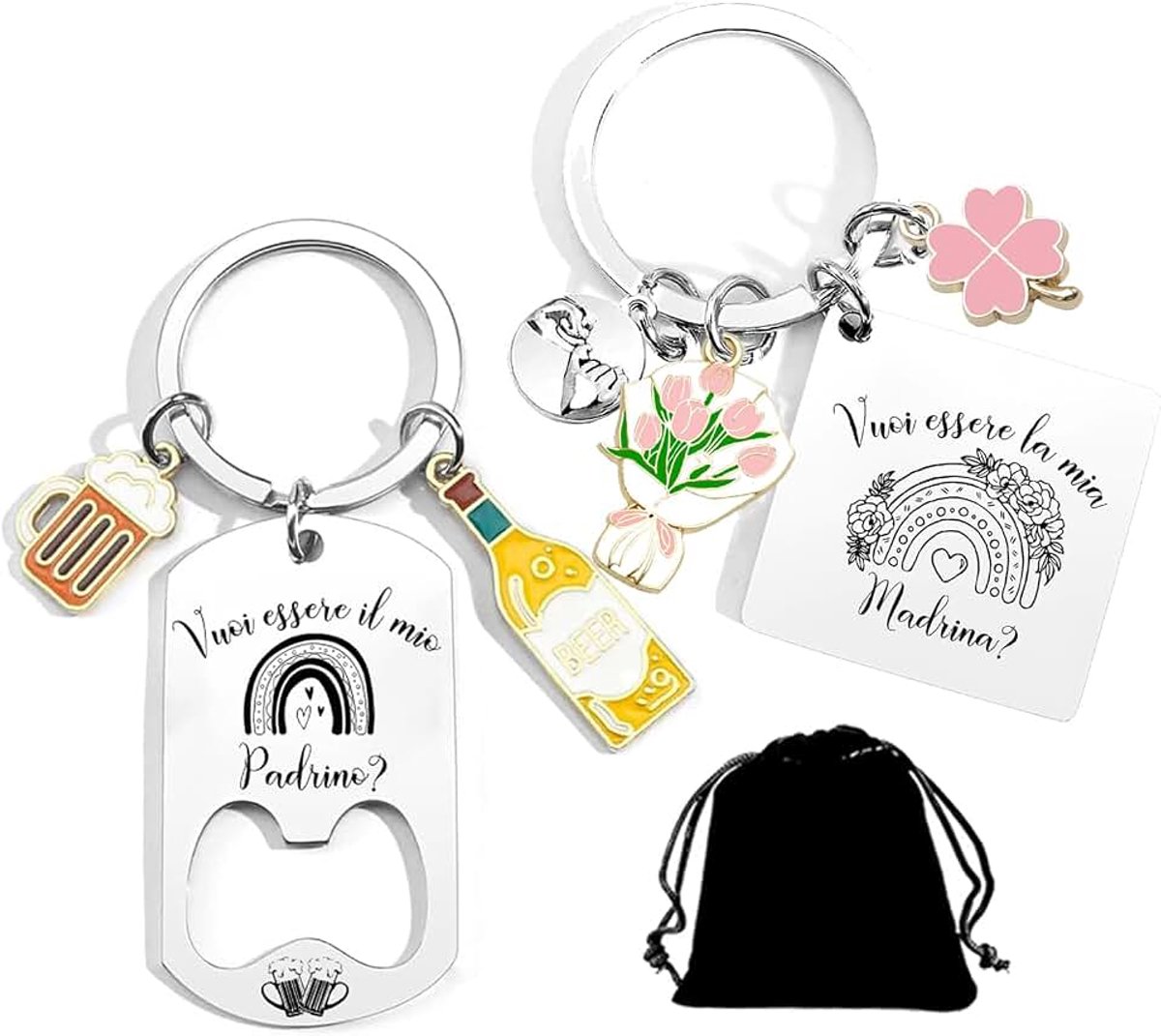 Sleutelhangerset voorstel peetvader en peettante voor oom en tante, oom wil je mijn peetvader zijn, cadeau zwangerschapsaankondiging voor paar, cadeau-idee voor baby doop