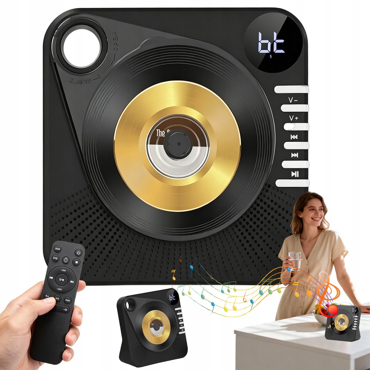 Draagbare CD Speler - Muziekspeler Radio - Muziek Luisteren - Bluetooth 5.0 Connectie - Verticaal Ontwerp - Transparant