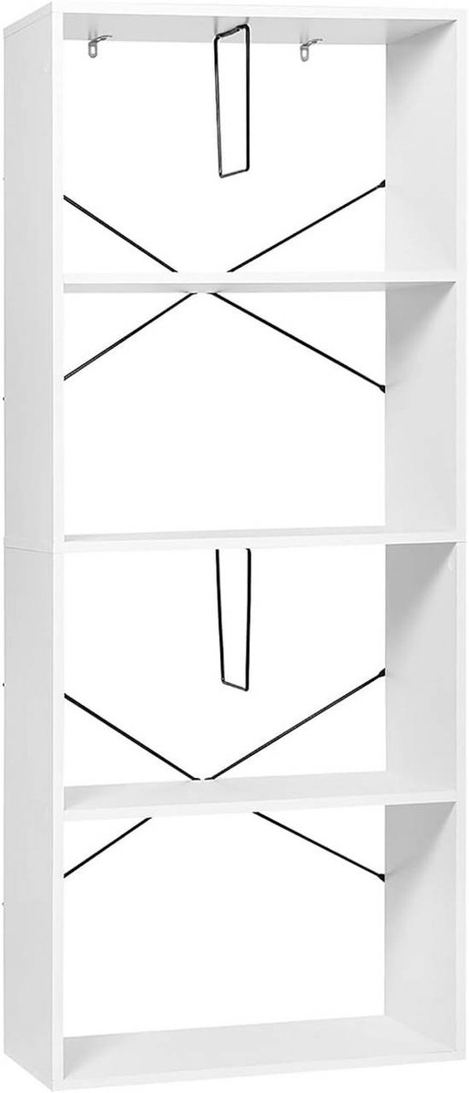 SureDeal® - Boekenkast - 4 niveaus - Kantelbeveiliging - Vitrinekast - Gemaakt houtmateriaal - Wit - 60x30x149 cm
