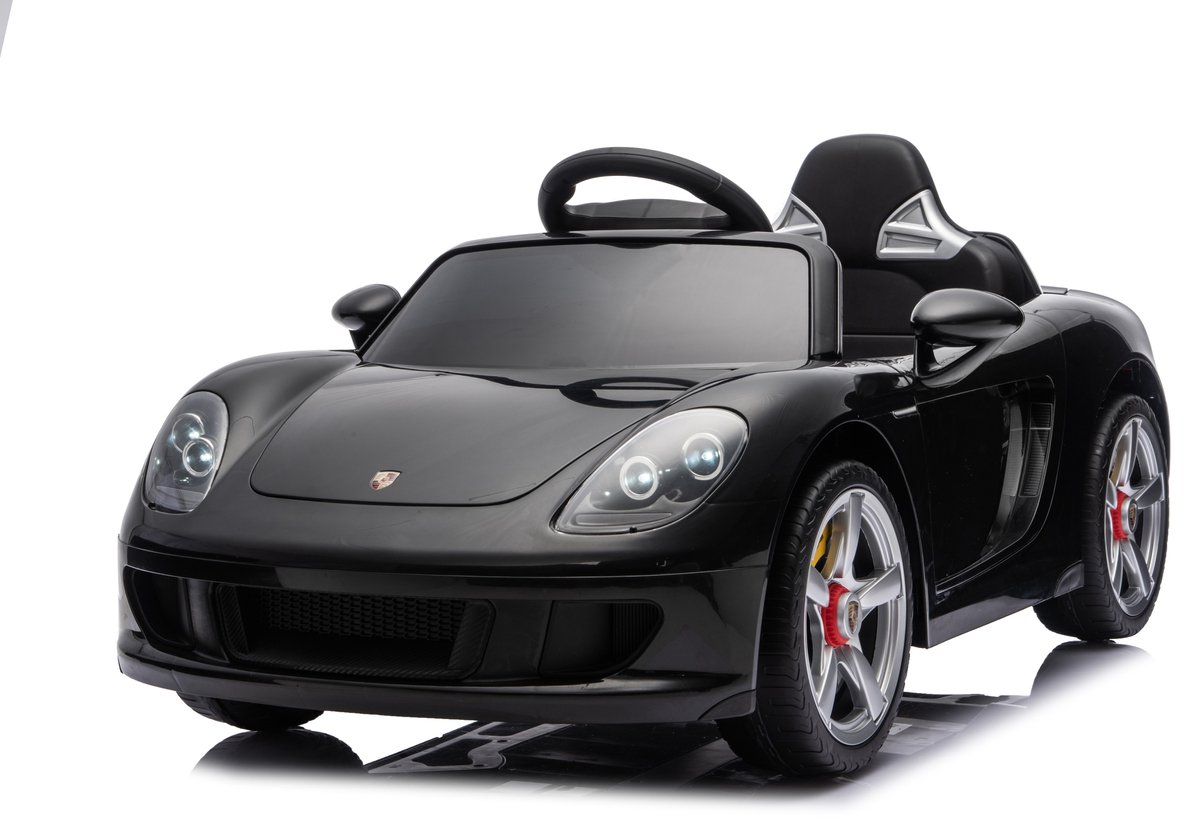 SUN BABY Porsche Carrera GT Elektrische Kinderauto Accuvoertuig 12V - Afstandsbediening, MP3, Openende Deuren - Zwart