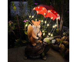 lifemet Zonne-dier standbeeld tuindecoratie buiten zonne-verlichting tuinfiguren schildpad eekhoorn tuinbeelden balkon patio decoratie, verjaardagscadeau voor vrouwen/moeder/oma/vriendin