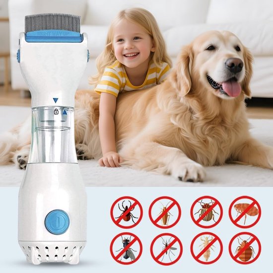 vlooienkam voor honden en katten, vlooienkam voor kleine en grote honden, katten, huisdieren, anti-vlooien en teken, met 3 filterzakken — afbeelding 2