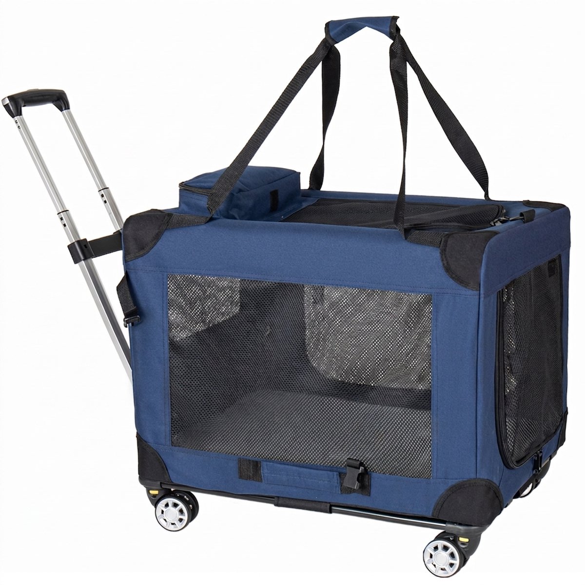 Hondenbench Op Wielen - Opvouwbare Hondentransportbox - Reismand Hond - 3 Deuren - Afneembare Wielen - Wasbaar - Ademend - Reizen - 60cm - 2-in-1