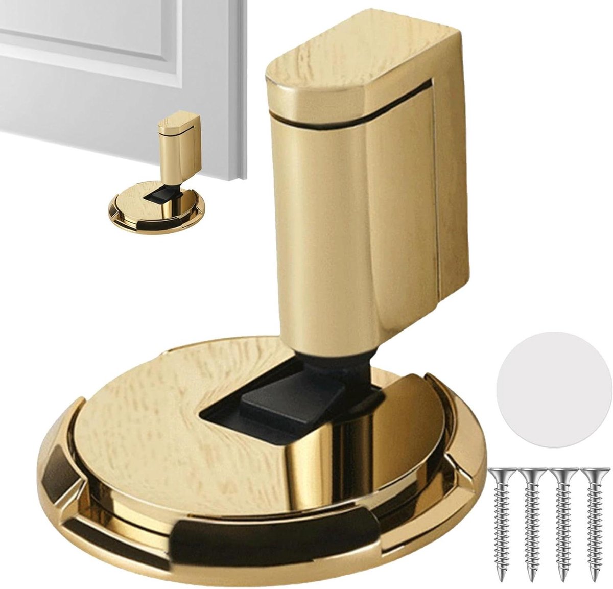 Mechanische Deurstopper - Deurvastzetter Winddicht - Deur Beschermen - Vergrendelingsmechanisme - 14 x 8.8 x 8.8 cm - Goud