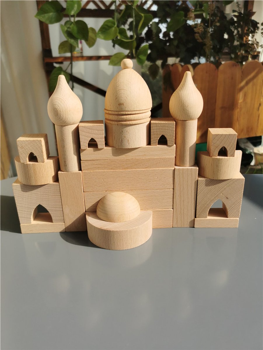 Houten Bouwblokken 26-delig - Houten Kasteel - Open Einde Speelgoed - Educatief Montessori speelgoed - Vanaf 2 Jaar